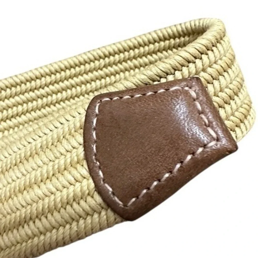 Brighton Woven Cord Belt Mens Tan Braided Leather Trim Nautical Coastal 42